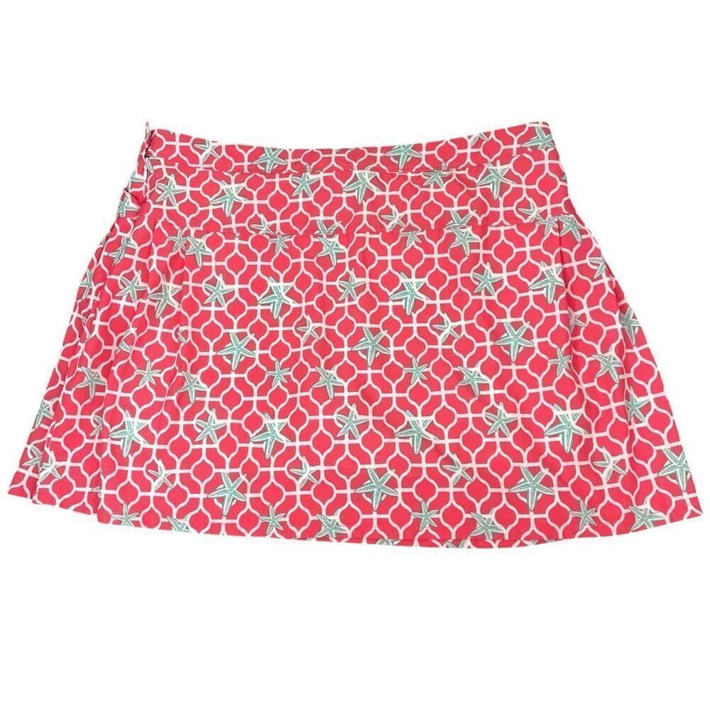 Crown & Ivy Golf sea star print skirt skorts Size 16 coral turquoise pickle ball